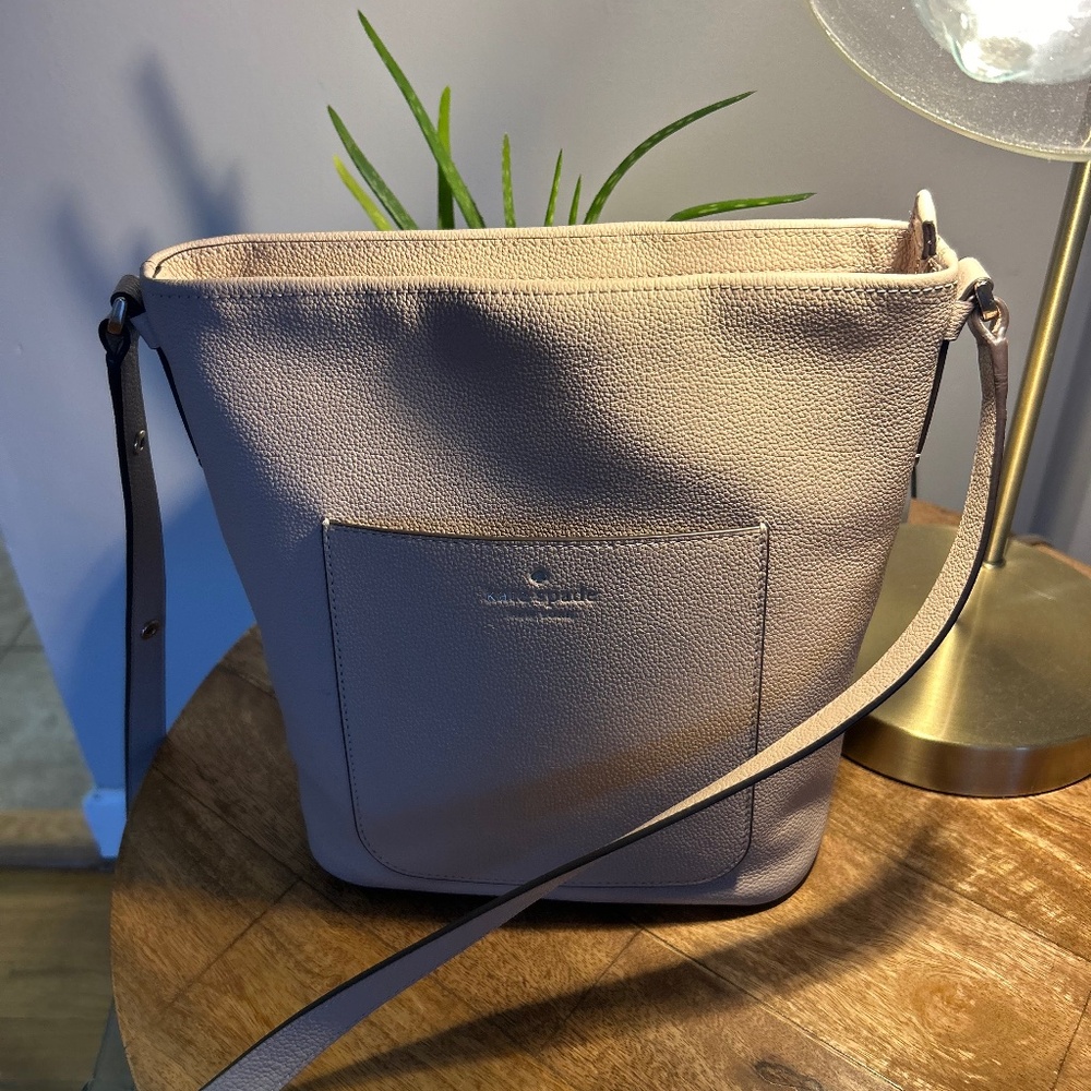 Kate Spade Elsie Pebbled Leather Bucket Bag Warm Beige